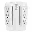 7732001 107576 Globe Electric 6 Outlet Swivel Wall Tap With Surge Protection White Finish 842235773201