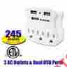 20-3245-21u Nippon America Wall Outlet Charging Center For Usb Electronics 3 Ac Dual Port 789649749340
