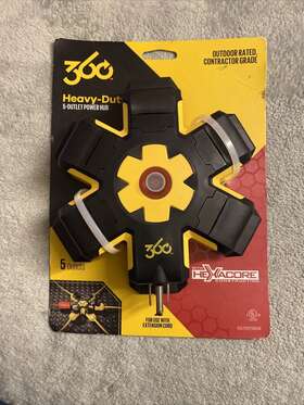 360697 360 Electrical Power Hub Ft. L 5 Outlets Strip Black