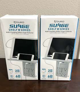 Aduro 849813031425 2x Multi-charging Station Surge Protector With 6 Oulets And 2 Usb Ports Shelf