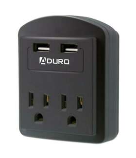 Srg-20-2usb01 Aduro Surge Protect Multi Outlet 2x Usb Black Wall Mini Mount Adapter