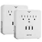 Bestten 2 Pack Wall Mount Usb Outlet Charging Station Surge Protector With Tr 769700885200