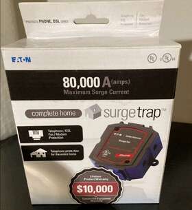 Eaton 782114795866 Complete Home Surgetel Trap Telephone/dsl/fax/modern Protection 80 000 Amp