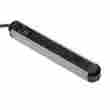 Fel99081 Fellowes Metal Surge Protector 7 Outlets 6 Ft Cord 1250 Joules Silver Black