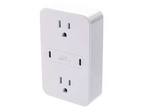 143136 Monoprice 2-outlet Wall Tap Power Strip With Usb-c Pd 50w 20w Laptops Mobiles