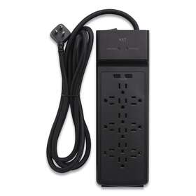 Nx54319 Nxt Technologies Surge Protector 12 Ac Outlets/2 Usb Ports 8 Ft Cord 3900 J Black