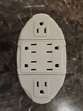 Powtech Powtech7825bb 6 Outlet Electrical Socket Adapter Cover Oval 6-way Ac Wall Plug Power Splitter