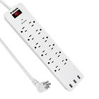 Sk013-white-y Jfegwo Usb Surge Protector With Outlets Flat Plug Power Strips