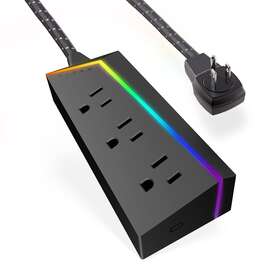 Titan-3 Titan 030878735964 New 3 Outlet Gaming Surge Protector 4ft Extension Cord Rbg Led Light Strip