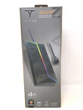 5000joules Titan 68631 9 Outlet/2 Usb-c/1 Usb-a Surge Protector W Color Select Led 4ft