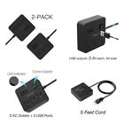 Tpm01usbk2p Pack Power Strips Usb Outlet Desktop Charging Station Feet Cord
