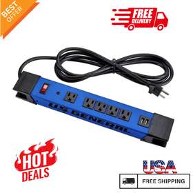 U.s. General 192221720048 New Us 5 Outlet 2 Usb Ports Heavy Duty Power Strip With Metal Housing