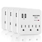Usw-2u3a-0a-4pk Bestten New Pack Multi Outlet Wall Adapter Surge 724172777682