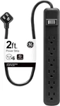 Ge 6-OUTLET Power Strip, 2 Ft Extension Cord, Heavy Duty Plug, Grounded. Fixed Price $17.88.