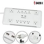 12 Outlet Power Strip Surge Protector 3420J W/ Port Usb Charging & 6FT Cord. Fixed Price $101.54.