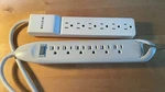 Two Belkin Outlet Power Strips With Long Cords (BE106001-08R, F9D160-12). Fixed Price $14.00.