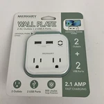 Merkury Usb Wall Plate With Phone Holder 2 Ports Ac Outlets Fast Charger. Fixed Price $12.99.