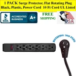 Surge Protector, Flat Rotating Plug, 6 Outlet, Black 10 Ft Cord Ul Listed. Fixed Price $29.95.