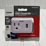 Prime High Speed 2.4A Charger With Surge Protection Outlet PBUSB241S. Fixed Price $9.99.