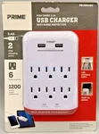 Prime 6-OUTLET Charger W/ Surge Protection Built-in Shelf PBUSB346S. Fixed Price $15.99.