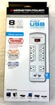 Monster Power Essentials White Surge Protector For Hdtv, Game, Office - 8 Outlet. Fixed Price $20.00.