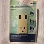 Leviton T5631-W 3.6A Usb Charger Tamper Resistant Outlet 15A/125V White New B70. Fixed Price $10.00.