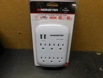 New Sealed Monster -=- Just Power It Up 6 Outlet Surge Protector W/ 2 Usb. Fixed Price $18.97.