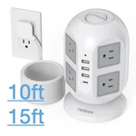 Power Strip Tower Surge Protector With 8 Outlet Usb 10/15 Ft Extension Cord. Fixed Price $32.99.