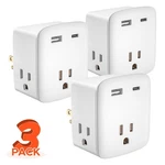 3 Outlet +2USB Extender Indoor Grounded Ac Power Wall Tap Travel Adapter Plug. Fixed Price $18.99.