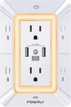 Powrui Surge Protector 6 Outlet 3 Usb Wall Extender Night Light Power Strip. Fixed Price $25.99.