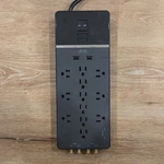 Rocketfish 12-OUTLET Surge Protector Power Strip With Usb, Coax & Network. Fixed Price $16.99.
