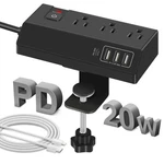 3 Outlet Clamp Power Strip With 4 Usb Ports - Desktop Edge Mount Surge P.... Fixed Price $36.21.
