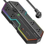 6 Outlet Surge Protector 4000J Power Strip 20W Usb Rgb Game Pc Office. Fixed Price $60.16.