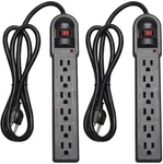 Kmc 6-OUTLET Surge Protector Power Strip, Overload Protection, 2-PACK, Black. Fixed Price $49.77.