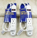 2 Pack 6 Outlet Surge Protector Electrical Strip Switch, Flat Wall Plug, 3' Long. Fixed Price $19.95.