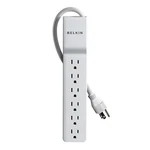 Belkin 6-OUTLET Home/office Surge Protector With 4' Power Cord, White. Fixed Price $14.99.