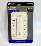 Commercial Electric 6-OUTLET Wall Mounted Swivel Surge Protector With Usb. Fixed Price $19.71.