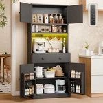 71" Tall Kitchen Pantry Storage Cabinet With Power Outlet & Led Light, Freestand. Fixed Price $164.85.