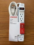 New ! Staples 6FT. 6-OUTLET Power Strip, White (17651). Fixed Price $9.00.
