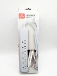 Globe Designer Series 6FT 6-OUTLET Power Strip Fabric Covered White. Fixed Price $24.99.