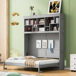 Modern Queen Size Plywood Murphy Cabinet Bed With Top Shelves Usb Charging Gray. Fixed Price $1197.14.