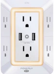 Powrui 3-SIDED Surge Protector Usb Wall Charger With Night Light Adapter Spaced. Fixed Price $150.99.