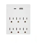 Pack Commercial Electric 6-OUTLET Surge Protect Usb Wall Tap In White 15 Amp. Fixed Price $28.00.