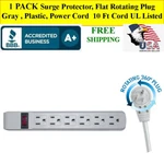 Surge Protector, Flat Rotating Plug, 6 Outlet, Gray 10 Ft Cord Ul Listed. Fixed Price $29.95.