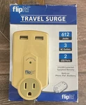 Flipit! Travel Surge Protector 3 Ac Outlets & 2 Usb Ports 11. Fixed Price $14.94.