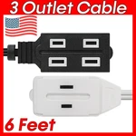 6FT 3-OUTLET Extension Power Cord White 2 Prong Protection Cover Indoor. Fixed Price $13.89.