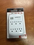 Monster Just Power Up Ft. 6 Outlets Wall Tap Surge Protector W/usb White. Fixed Price $14.95.