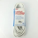 Qvs 25FT 3 Outlet Extension Cord Heavy Duty Indoor Prong White Home Office. Fixed Price $13.47.