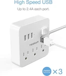 Tessan Power Strip 3 Usb Outlet Desktop Charging Station 5 Ft TPM01-US White. Fixed Price $16.13.