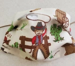 Western Child Face Mask Handmade, Reversible 2 1, Filter Opening, 1/8 Elas. Fixed Price $11.99.